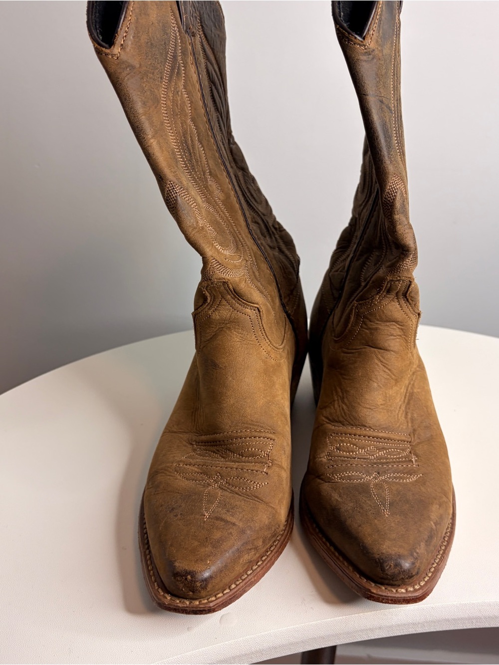 Abilene Boots Classic Brown Leather Cowboy Boots Womens 8 - Picture 3 of 10
